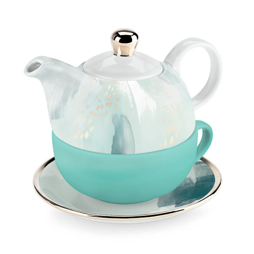 Addison Mint Abstract Tea for One Set