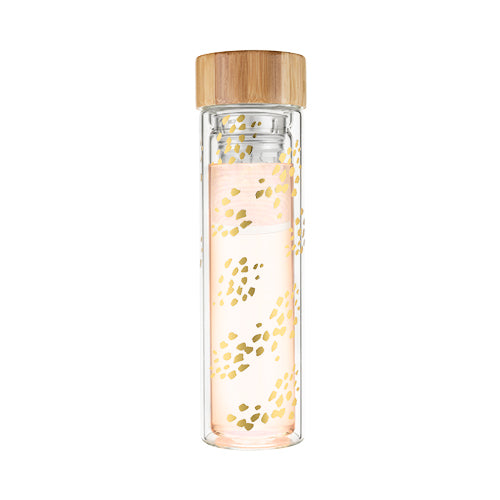 Blair Champagne Gold Dots Glass Travel Infuser Mug