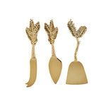 Rustic Holiday: Gold Plated Pine Needle Cheese Knife Set by