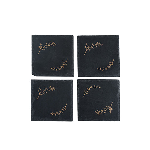 Rustic Holiday: Gilded Slate Coaster Set by Twine