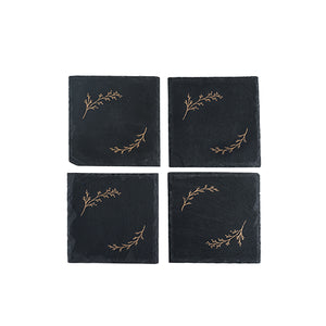 Rustic Holiday: Gilded Slate Coaster Set by Twine