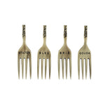 Chateau: Brushed Brass Finish Fork Cheese Markers by Twine