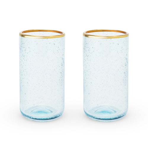 Seaside: Aqua Bubble Glass Tumbler Set by Twine
