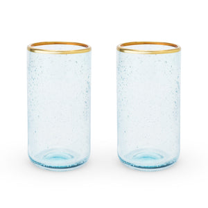Seaside: Aqua Bubble Glass Tumbler Set by Twine