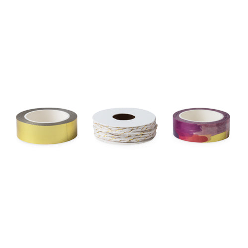 Gold and Watercolor Washi Tape & Gold Twine Set of 3