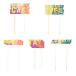 Watercolor Assorted Paper Cake Topper Sayings Set of 5