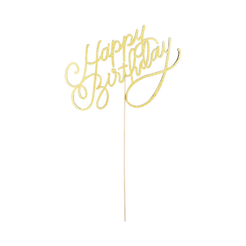 Gold Happy Birthday Paper Cake Topper