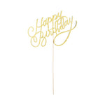 Gold Happy Birthday Paper Cake Topper