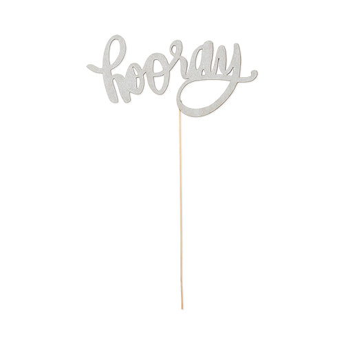 Silver Hooray Paper Cake Topper