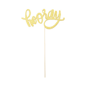 Gold Hooray Paper Cake Topper