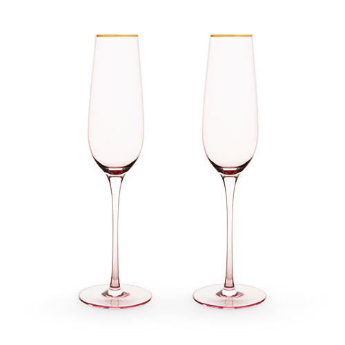 Garden Party: Rose Crystal Champagne Flute Set by Twine
