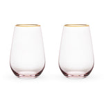 Garden Party: Rose Crystal Stemless Wine Glass Set by Twine