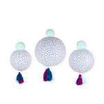 Dot Paper Lantern with Yarn Pom Pom and Tassel Set of 3, 8",