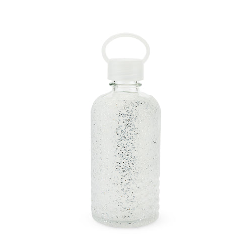 Glimmer: Silver Glitter Silicone Water Bottle
