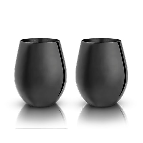 Warren: Gunmetal Black Stemless Wine Glasses (VISKI)