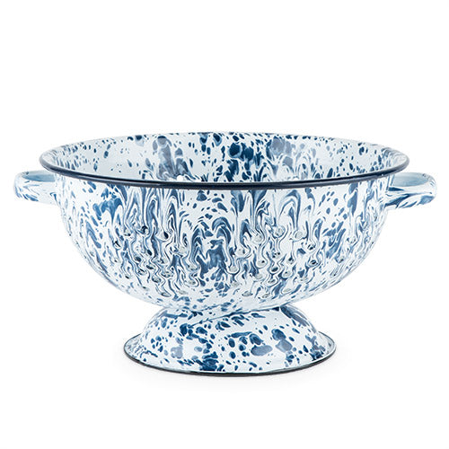 Pantry: Splatterware Indigo Enamel 5 Quart Colander by Twine