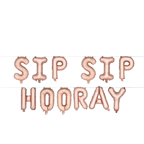 SIP SIP HOORAY Rose Gold Mylar Balloon by Cakewalk