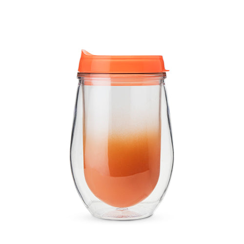 Traveler Double Walled Wine Tumbler in Orange Ombre by True