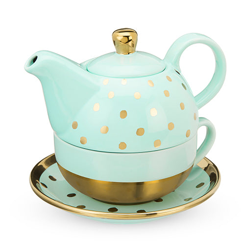 Addison™ Aqua Gold Dot Tea for One Set by Pinky Up®
