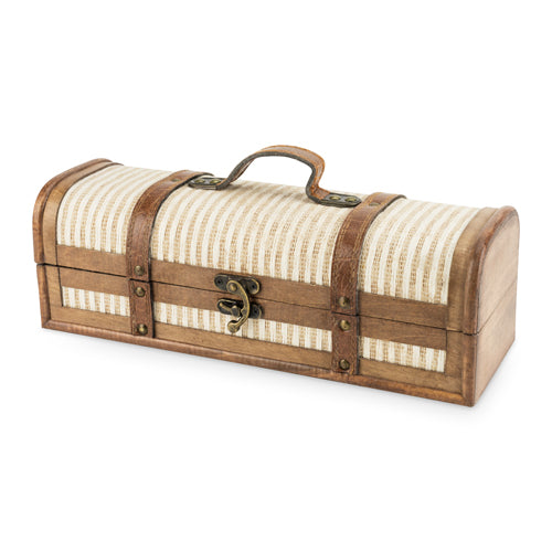Chateau™: 1-Bottle Vintage Striped Trunk Wine Box by Twine