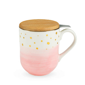 Casey™ Pink Ceramic Tea Mug & Infuser by Pinky Up®